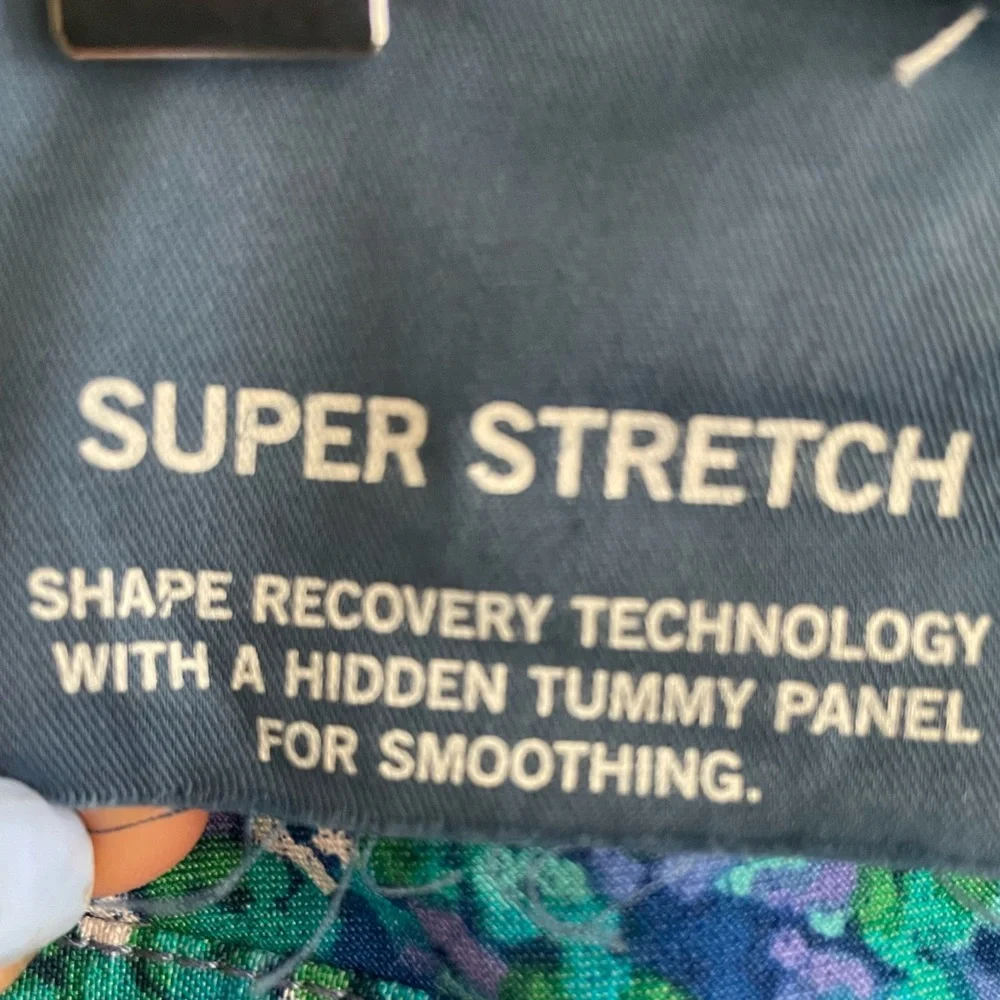Soft Surroundings: Blue Pants with Tiny Forget Me Not Flowers Super Stretch
